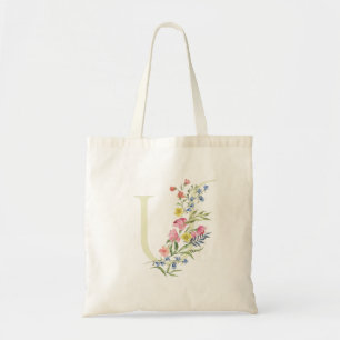 Tote Bag monogramme U fleurs de mariage printemps Réception