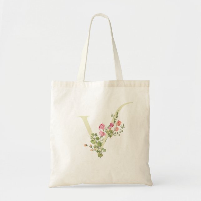 Tote Bag monogramme V fleurs de mariage printemps Shower de (Devant)