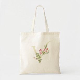 Tote Bag monogramme V floral mariage printemps Shower de ma