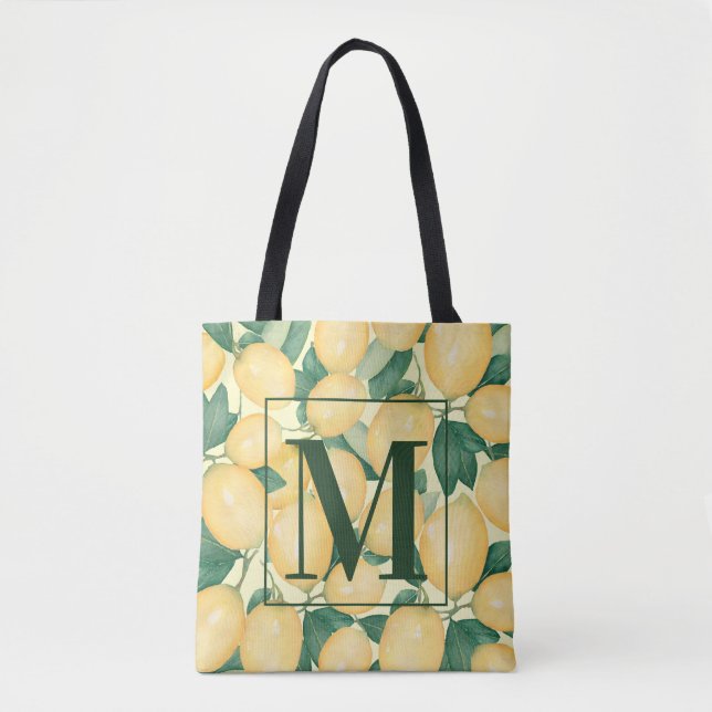 Tote Bag Monogramme vert citrons (Devant)