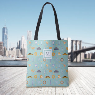 Tote Bag Monogramme vert Motif moderne de New York
