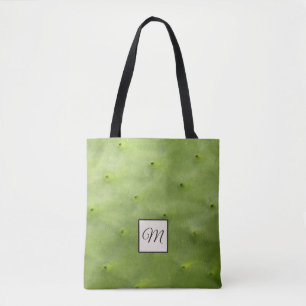 Tote Bag Monogramme vert tropical botanique de photo de