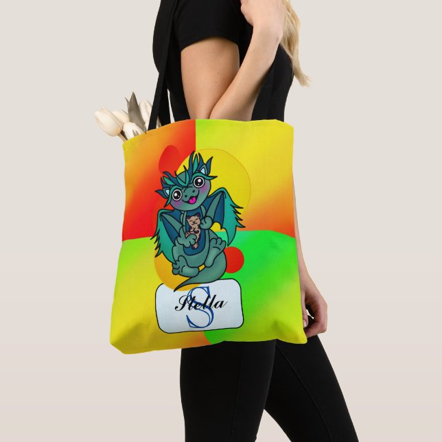 Tote Bag Monogramme vert vif (De près)