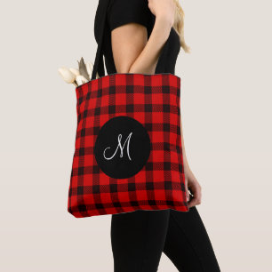 Tote Bag Monographie à la mode Buffalo Red Black Plaid