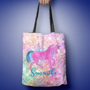 Tote Bag Monographie de la Parties scintillant unicorne ros