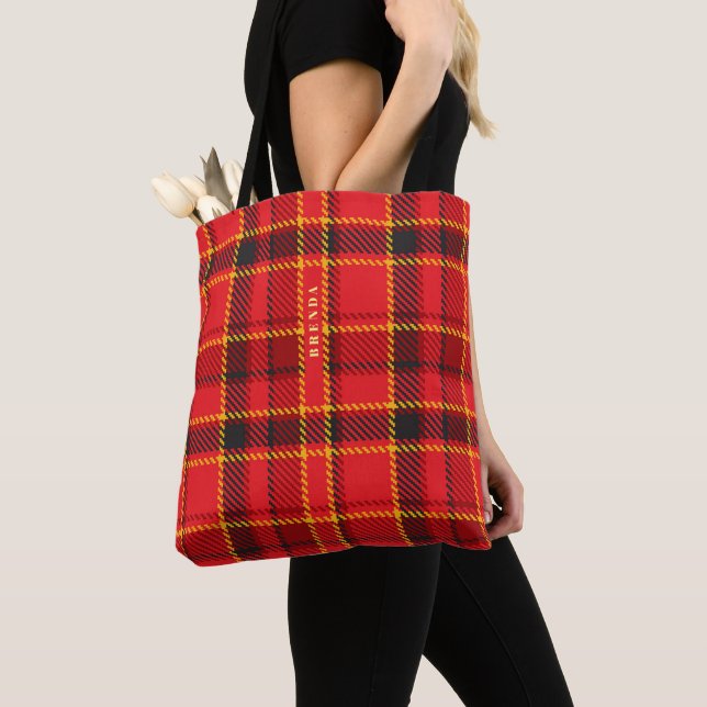 Tote Bag Monographie de motif rouge noir et jaune (De près)