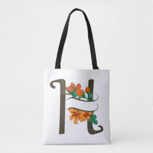 Tote Bag Monographie florale H lettre majuscule