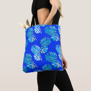 Tote Bag Monstera Brise Bleu Cobalt