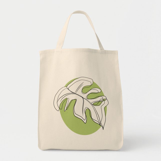 Tote Bag Monstera Feuille Plante Abstrait Illustration Vert (Devant)