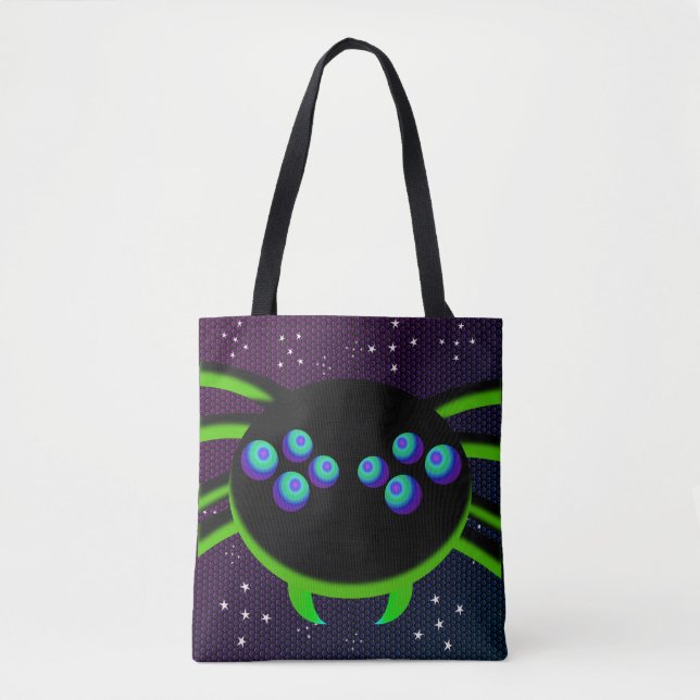 Tote Bag Monstre d'araignée noire Googly (Devant)