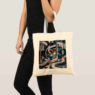 Tote Bag Montagnes célestes émeraude surréalistes sarcelle