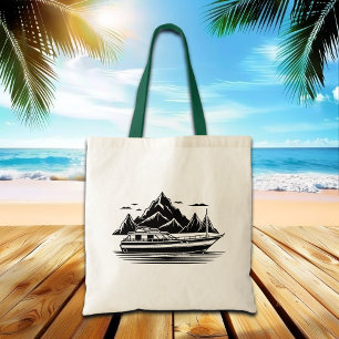 Tote Bag Montagnes et bateau 