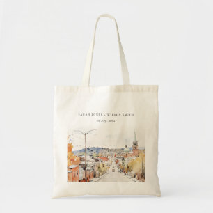 Tote Bag Montpelier City Scape Vermont Watercolor Mariage
