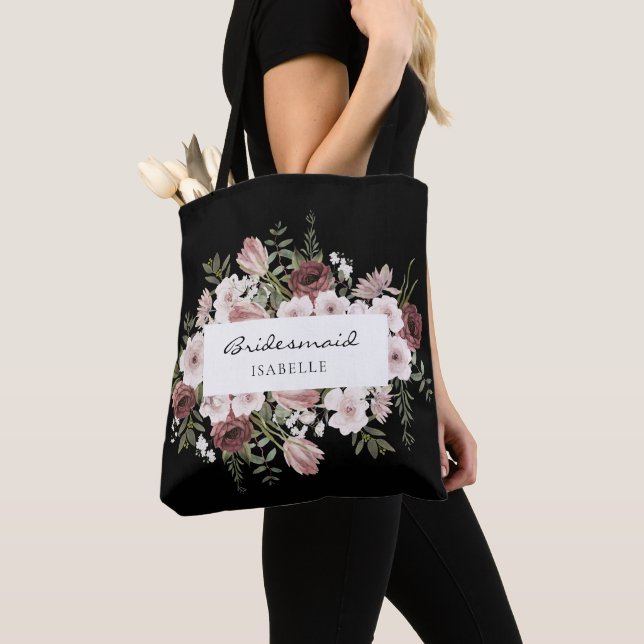 Tote Bag Moody Dusty Rose Floral Bridesmaid (De près)