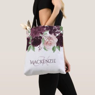 Tote Bag Moody Passion   Vin violet spectaculaire Floral Pe