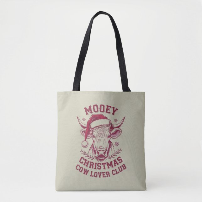 Tote Bag Mooey Noël Western Cow Lover Club Saison de Noël (Devant)