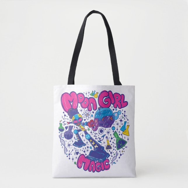 Tote Bag Moon Girl Magic Science Doodle Graphisme (Devant)