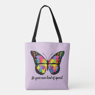 Tote Bag Morceau de puzzle de papillon de sensibilisation