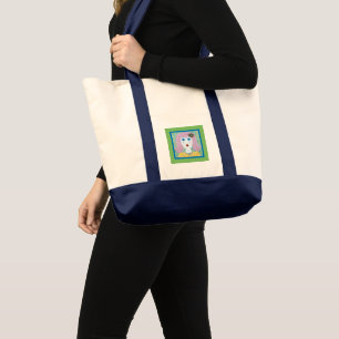 Tote Bag Mosaic - Ingrid avec bordure verte et bleue