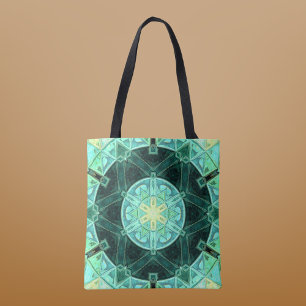 Tote Bag Mosaic Mandala Turquoise et jaune