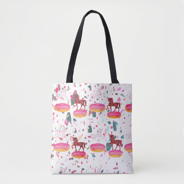 Tote Bag Mosaic Motif Unicorns Art (Devant)