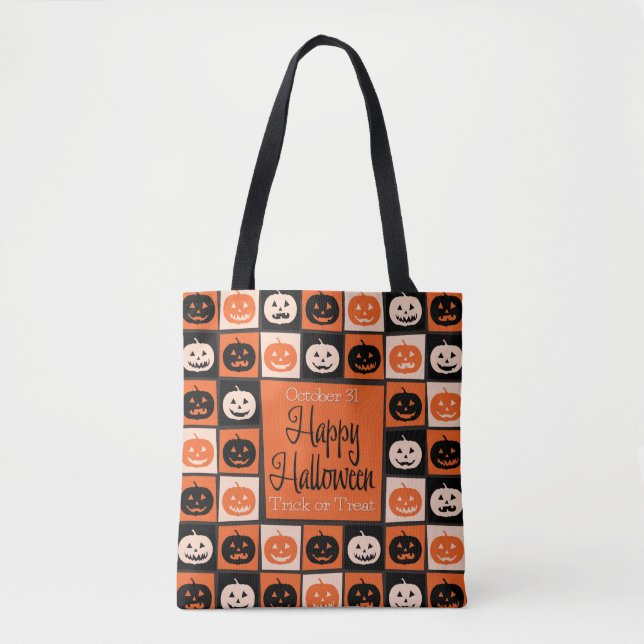 Tote Bag Mosaïque citrouille d'Halloween (Devant)