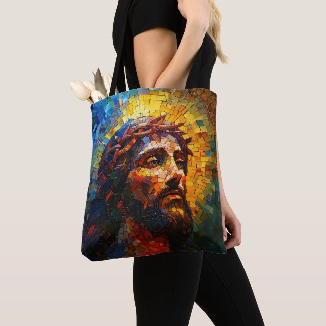 Tote Bag Mosaïque colorée Jésus (De près)
