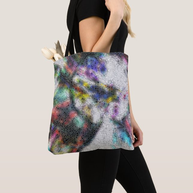 Tote Bag Mosaïque, éclats polies sur tachés couleur brille (De près)
