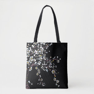 Tote Bag Mosaïque Japonaise Fleur de Cerisier Noir