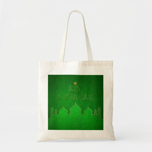 Tote Bag Mosquée verte de l'or de l'Aïd Moubarak (Devant)