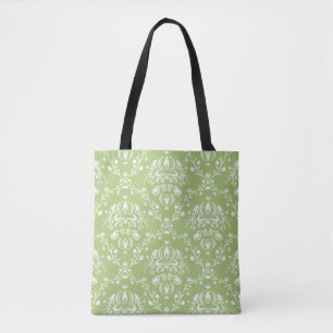 Tote Bag Moss Green Damask