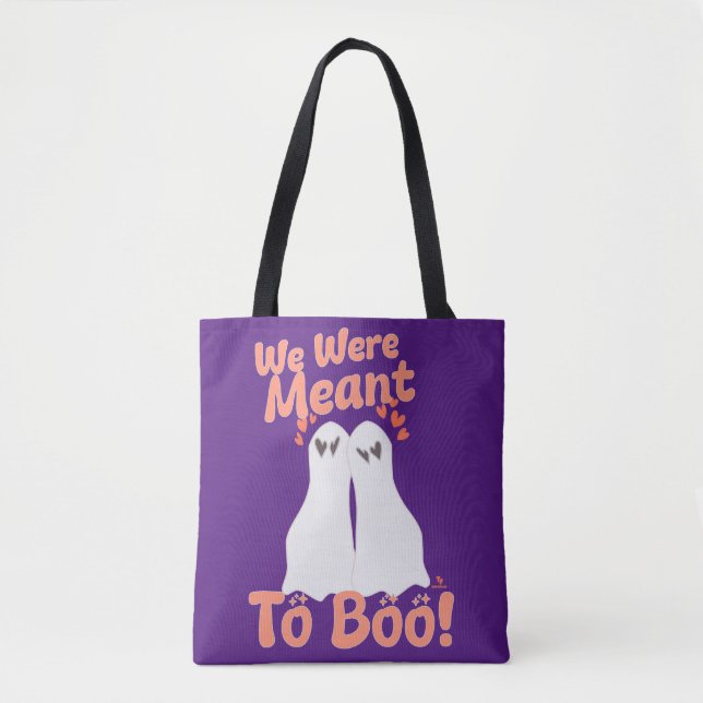 Tote Bag Mot de caricature Boo Halloween Ghostsin Love (Devant)