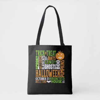 Tote Bag Mot d'Halloween Jumble coloré mignon araignée Citr