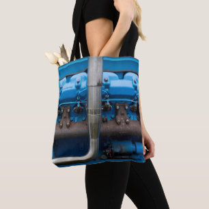 Tote Bag Moteur bleu de tracteur