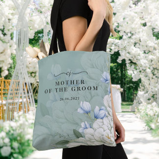 Tote Bag Mother of the Groom Sage Green Floral Wedding Tote