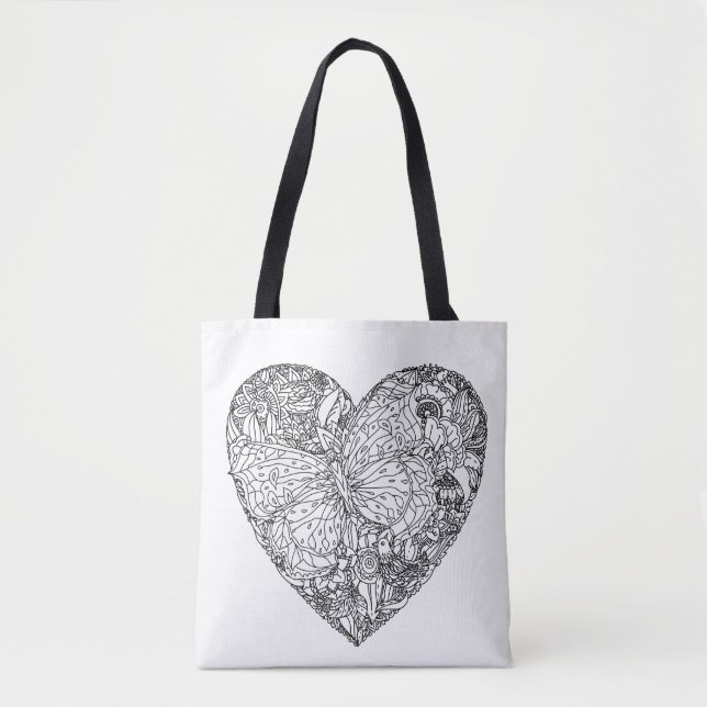Tote Bag Motif 2 de coeur de papillon (Devant)
