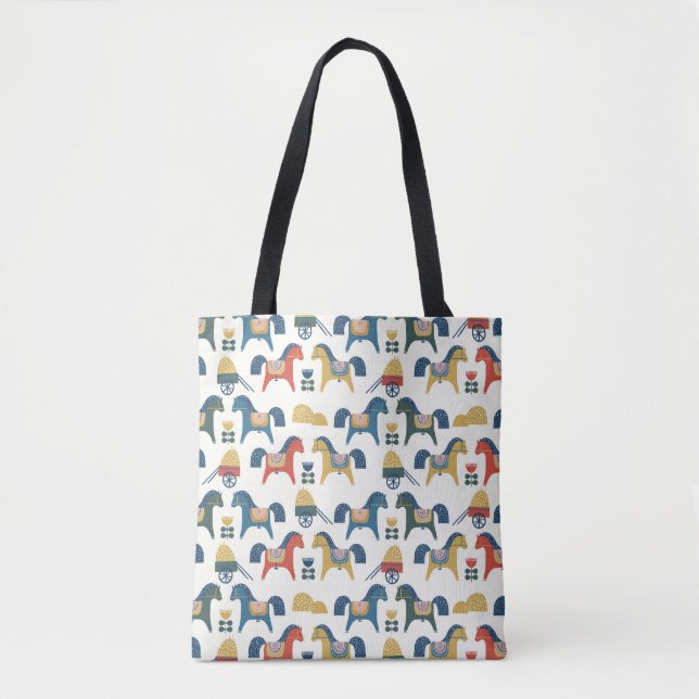 Tote Bag Motif à cheval inspiré de l'art scandinave.  (Devant)