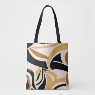 Tote Bag Motif à vague abstraite colorée sur beige. VINTAGE