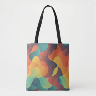 Tote Bag Motif abstrait à vague vintage colorée