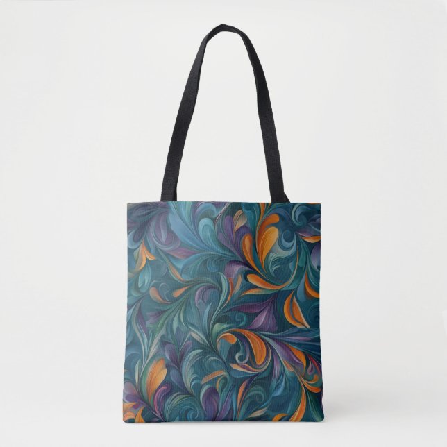 Tote Bag Motif Abstrait animé inspiré par Paisley (2) (Devant)