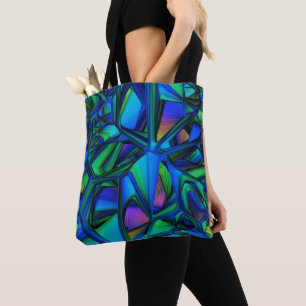 Tote Bag Motif Abstrait bleu et Turquoise