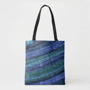 Tote Bag motif Abstrait, bleu et vert, texture