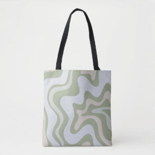 Tote Bag Motif Abstrait de la spirale rétro à Sage Green