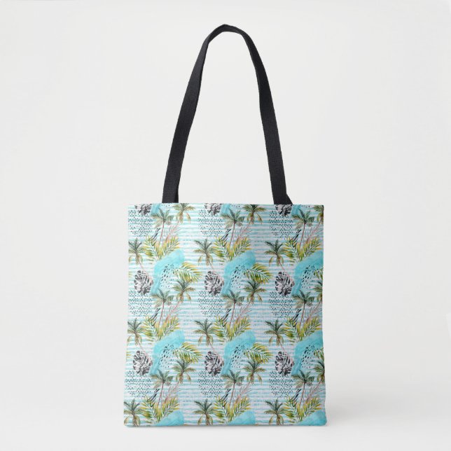 Tote Bag Motif abstrait de palmier d'aquarelle (Devant)