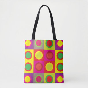 Tote Bag Motif Abstrait en cercle coloré Carré sans couture