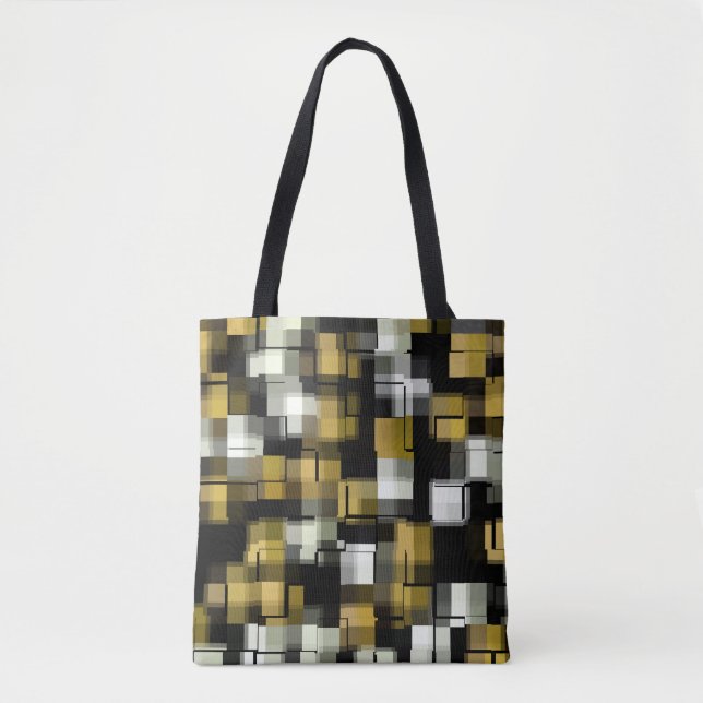 Tote Bag Motif Abstrait jaune noir (Devant)