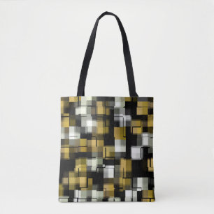 Tote Bag Motif Abstrait jaune noir blanc