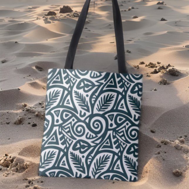 Tote Bag Motif Abstrait turquoise inspiré par les tribus (Créateur téléchargé)