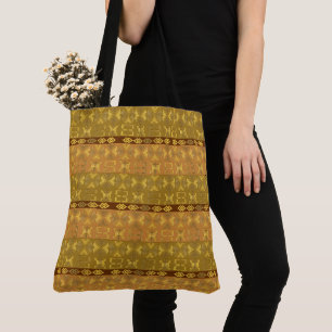Tote Bag motif africain ethnique avec des simbols d'Adinkra