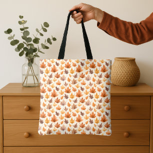 Tote Bag Motif aquarelle de feuilles d'érable brun doré rus